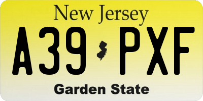 NJ license plate A39PXF