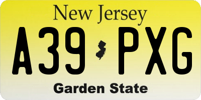 NJ license plate A39PXG