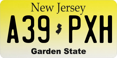 NJ license plate A39PXH