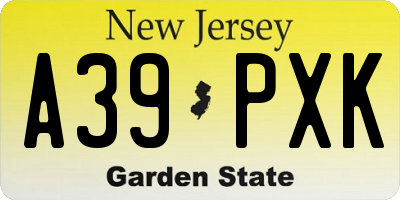 NJ license plate A39PXK