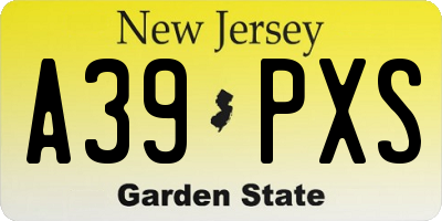 NJ license plate A39PXS