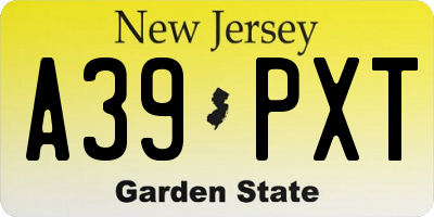NJ license plate A39PXT