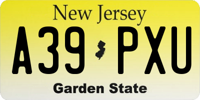 NJ license plate A39PXU