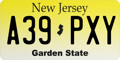 NJ license plate A39PXY