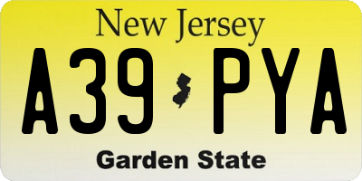 NJ license plate A39PYA