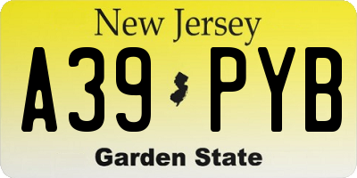 NJ license plate A39PYB