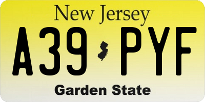 NJ license plate A39PYF