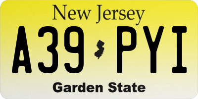 NJ license plate A39PYI