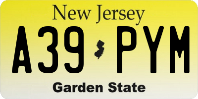 NJ license plate A39PYM