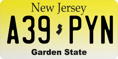 NJ license plate A39PYN