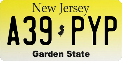 NJ license plate A39PYP