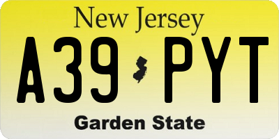 NJ license plate A39PYT