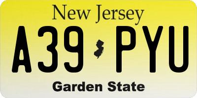 NJ license plate A39PYU