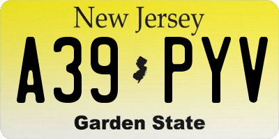 NJ license plate A39PYV