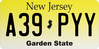 NJ license plate A39PYY