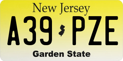 NJ license plate A39PZE