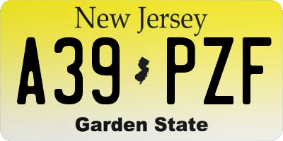 NJ license plate A39PZF