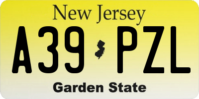 NJ license plate A39PZL