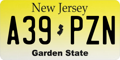 NJ license plate A39PZN