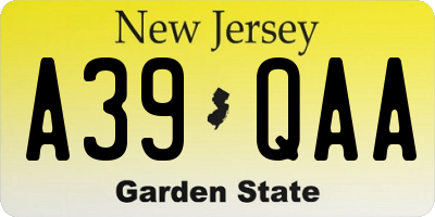 NJ license plate A39QAA