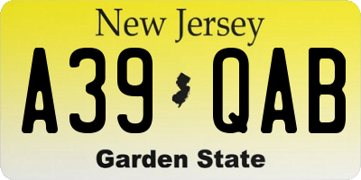 NJ license plate A39QAB