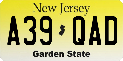 NJ license plate A39QAD