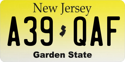NJ license plate A39QAF