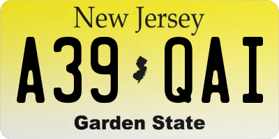 NJ license plate A39QAI