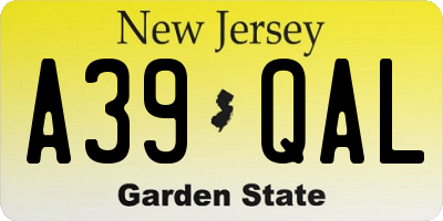 NJ license plate A39QAL