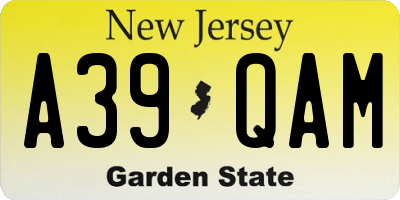 NJ license plate A39QAM
