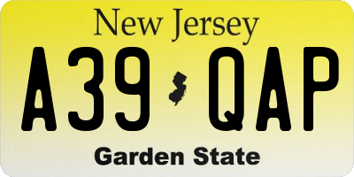NJ license plate A39QAP