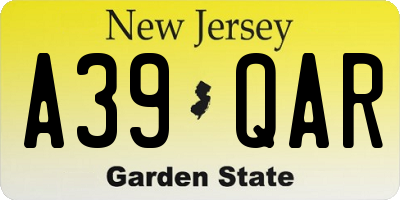 NJ license plate A39QAR
