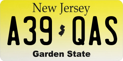 NJ license plate A39QAS