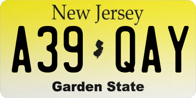 NJ license plate A39QAY
