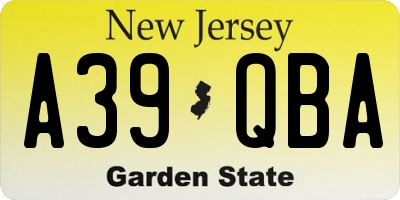 NJ license plate A39QBA