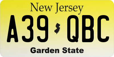 NJ license plate A39QBC