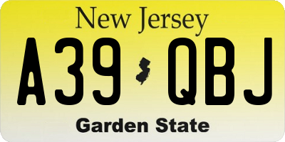 NJ license plate A39QBJ