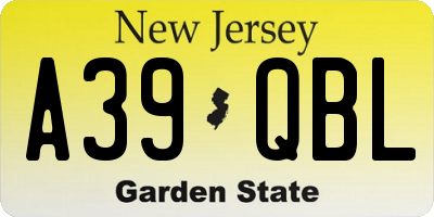 NJ license plate A39QBL