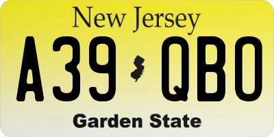 NJ license plate A39QBO