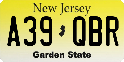 NJ license plate A39QBR