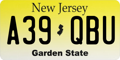 NJ license plate A39QBU
