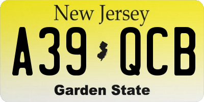 NJ license plate A39QCB
