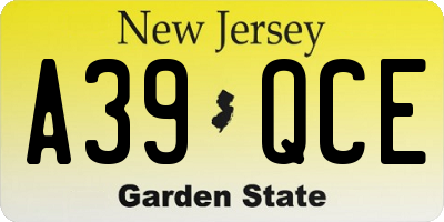 NJ license plate A39QCE
