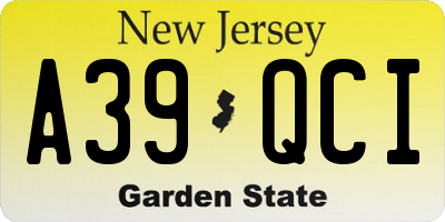 NJ license plate A39QCI