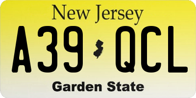 NJ license plate A39QCL