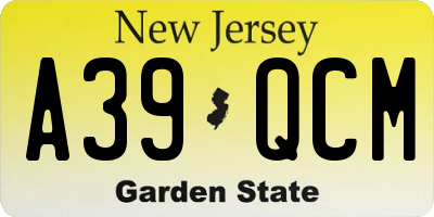 NJ license plate A39QCM