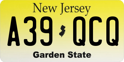 NJ license plate A39QCQ