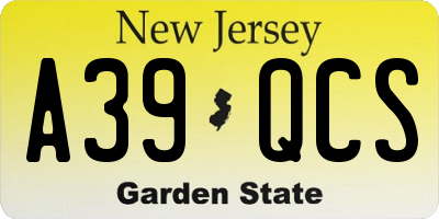 NJ license plate A39QCS