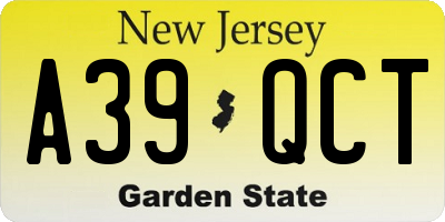 NJ license plate A39QCT