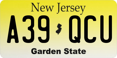 NJ license plate A39QCU